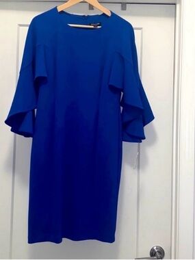 💙 NWT! ROZ& ALI Royal Blue Ruffle Sleeves Dress - Size 4